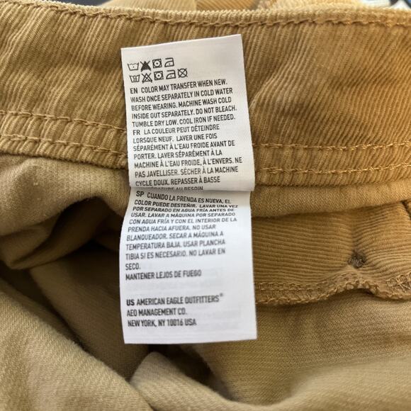 American Eagle Y2K High Waist Boho Gathered Mini Skirt Tan Soft Corduroy‎ Sz 6 - Picture 4 of 5